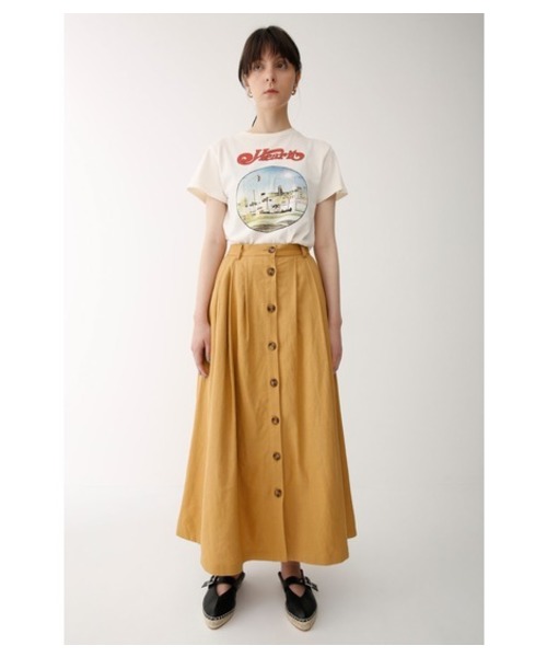 MOUSSY（マウジー）の「FRONT BUTTON FLARE SKIRT（スカート・レディース・オレンジ系その他/ライトカーキ/ブラック/オフホワイト/ライトグレー/イエロー系その他・1/2）」の5枚目の写真