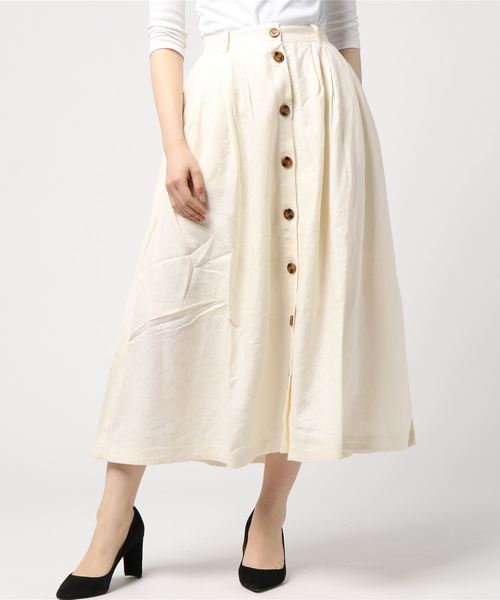 MOUSSY（マウジー）の「FRONT BUTTON FLARE SKIRT（スカート・レディース・オレンジ系その他/ライトカーキ/ブラック/オフホワイト/ライトグレー/イエロー系その他・1/2）」の8枚目の写真