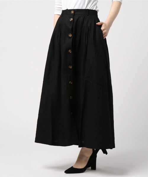 MOUSSY（マウジー）の「FRONT BUTTON FLARE SKIRT（スカート・レディース・オレンジ系その他/ライトカーキ/ブラック/オフホワイト/ライトグレー/イエロー系その他・1/2）」の9枚目の写真