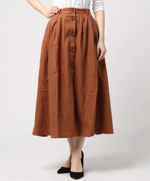 MOUSSY（マウジー）の「FRONT BUTTON FLARE SKIRT（スカート・レディース・オレンジ系その他/ライトカーキ/ブラック/オフホワイト/ライトグレー/イエロー系その他・1/2）」の11枚目の写真