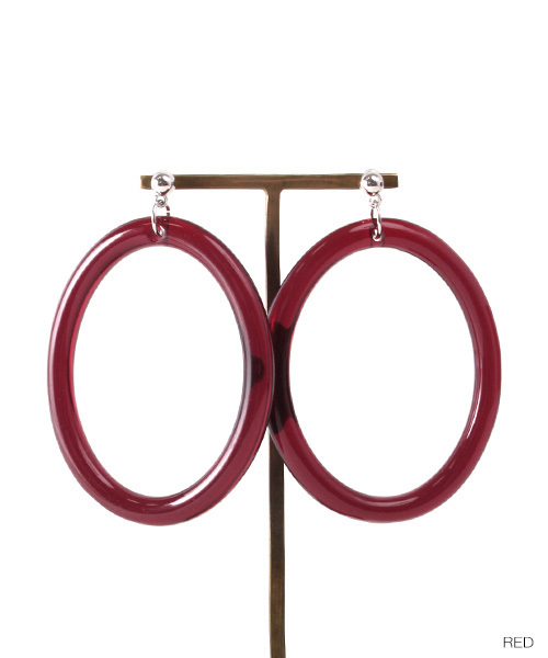 RANDA(ランダ)の「クリアフープピアス(ピアス(両耳用)・レディース・マスタード/レッド・FREE)」の1枚目の写真