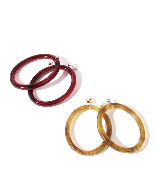 RANDA(ランダ)の「クリアフープピアス(ピアス(両耳用)・レディース・マスタード/レッド・FREE)」の5枚目の写真