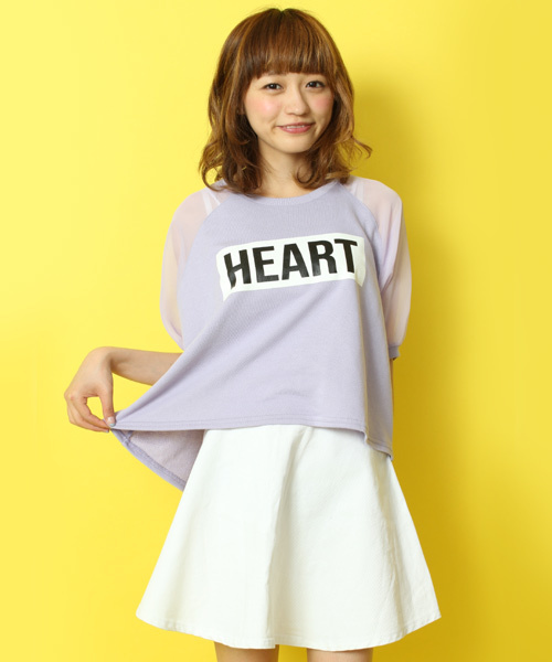 WEGO(ウィゴー)の「WEGO/シフォンスリーブロゴプリントスウェット(5)(スウェット・レディース・ホワイト/ブラック/ライム/ライトパープル・FREE)」の4枚目の写真