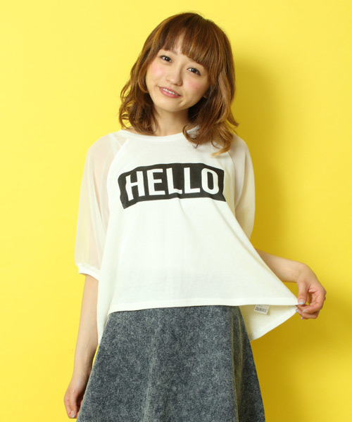 WEGO(ウィゴー)の「WEGO/シフォンスリーブロゴプリントスウェット(5)(スウェット・レディース・ホワイト/ブラック/ライム/ライトパープル・FREE)」の2枚目の写真