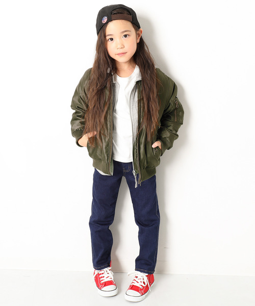 devirock（デビロック）の「裏ボア付きはっ水加工MA-1ジャケット（MA-1・キッズ・ブラック/カーキ・110cm/100cm/120cm/130cm/140cm/150cm/160cm）」の14枚目の写真