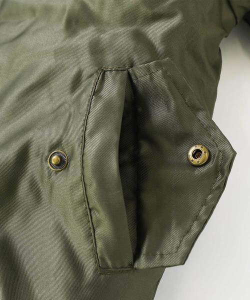 devirock（デビロック）の「裏ボア付きはっ水加工MA-1ジャケット（MA-1・キッズ・ブラック/カーキ・110cm/100cm/120cm/130cm/140cm/150cm/160cm）」の4枚目の写真