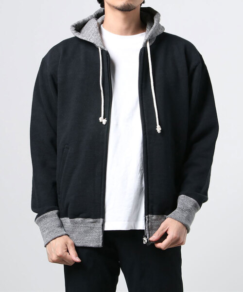 Jackman(ジャックマン)の「GG Sweat Parka(パーカー・メンズ・チャコールグレー/ブラック/ダークグリーン/コバルトブルー/スミクロ/レモンイエロー/ネイビー/ライトブラウン/ケリー/マジェンタ/グレイッシュブルー/ブラック×グレー/アッシュグレー/ダークパープル/ライトグレー/キナリ/オリーブドラブ・SMALL/MEDIUM/LARGE/X-SMALL/X-LARGE)」の5枚目の写真