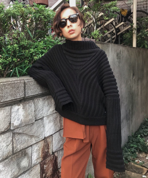 Ameri VINTAGE - AMERIニット Ameri（アメリ）の「BIG RIB COLLAR KNIT（ニット/セーター