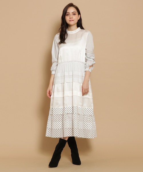 Nesessaire ネセセア ドットティアードワンピース ワンピース Nesessaire ネセセア のファッション ワンピース ワンピース セール