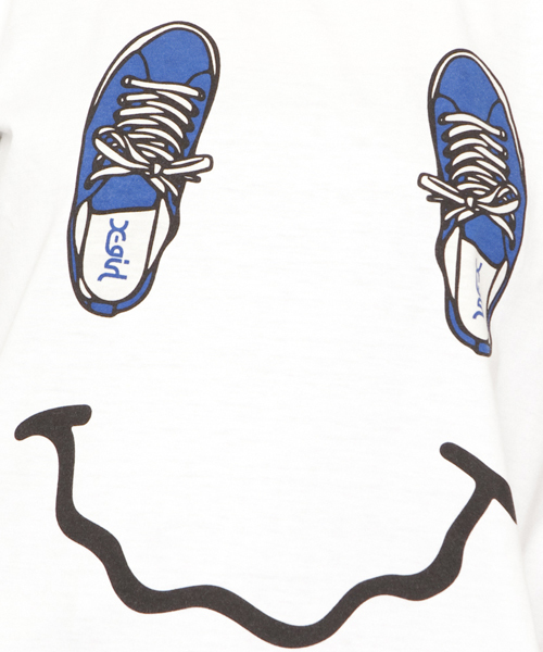 X-girl（エックスガール）の「SMILING SHOES TWISTED S/S TUNIC（Tシャツ/カットソー・レディース・ホワイト/ブラック/オレンジ/ネイビー・1/2）」の8枚目の写真
