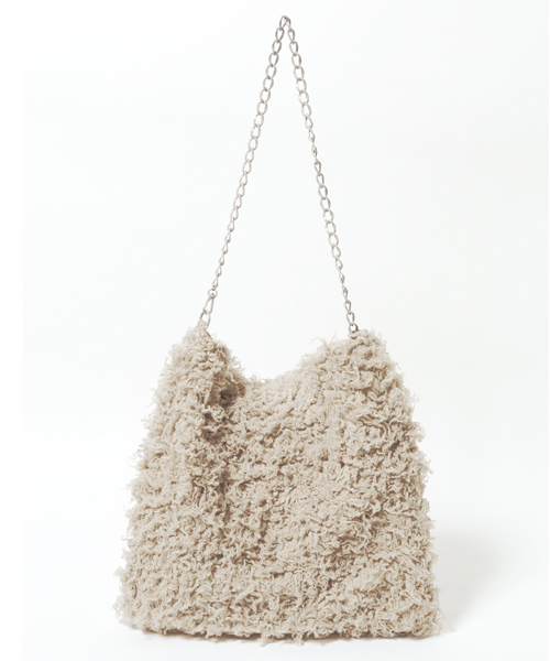 i（アイ）の「ファーチェーンBAG（クラッチバッグ・レディース・ホワイト/グレー/ブラック・ﾌﾘ-）」の3枚目の写真