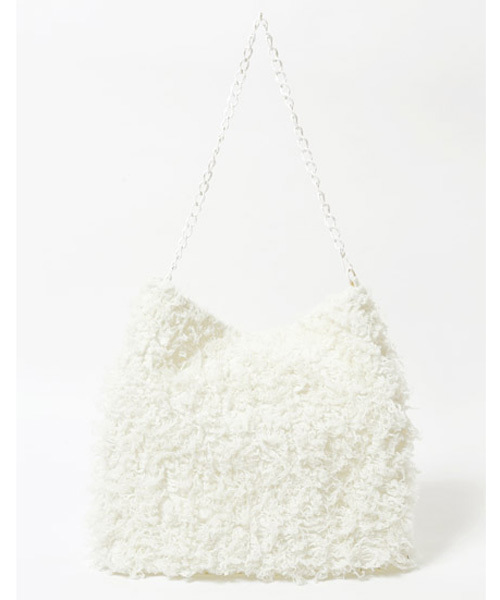 i（アイ）の「ファーチェーンBAG（クラッチバッグ・レディース・ホワイト/グレー/ブラック・ﾌﾘ-）」の2枚目の写真