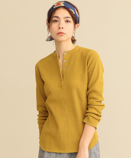 BEAUTY&YOUTH UNITED ARROWS（ビューティーアンドユースユナイテッドアローズ）の「BY∴ リングスナップ リブヘンリーネックカットソー о（Tシャツ/カットソー・レディース・ダークグレー/イエロー/オフホワイト・FREE）」の18枚目の写真