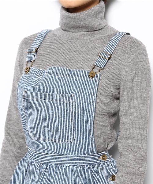 WEGO（ウィゴー）の「WEGO/デニムフレアジャンパースカート（デニムスカート・レディース・ホワイト/インディゴブルー/ストライプ・FREE）」の8枚目の写真