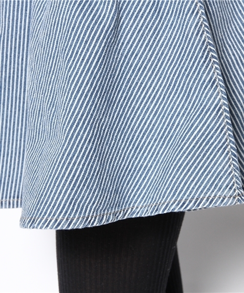 WEGO（ウィゴー）の「WEGO/デニムフレアジャンパースカート（デニムスカート・レディース・ホワイト/インディゴブルー/ストライプ・FREE）」の10枚目の写真