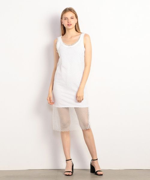 ARMANI EXCHANGE(アルマーニエクスチェンジ)の「【A|Xアルマーニ エクスチェンジ】ノースリーブ メッシュレイヤードワンピース(ワンピース・レディース・ホワイト/ブラック・SMALL/MEDIUM/LARGE/X-SMALL)」の15枚目の写真