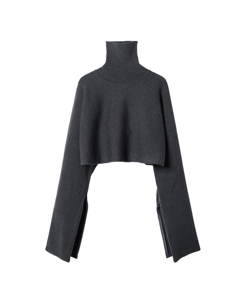 プリンルシェルブルー★Rib Cropped Knit Topsブラック LE CIEL BLEU（ルシェルブルー）の「Rib Cropped Knit Tops（ニット