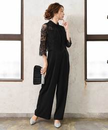 LUGG NAGG（ラグナグ）の「ハイカラー ネックレース ドッキング シアースリーブ パンツドレス（パンツドレス）」