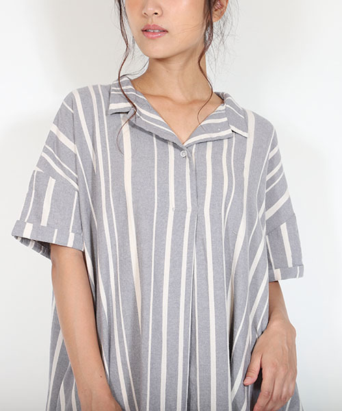 MashuKashu（マシュカシュ）の「衿付きフレアーワンピース（ワンピース・レディース・ブラック/ネイビー/グレー・フリー）」の7枚目の写真