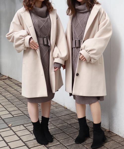 PairPair（ペアペア）の「オフタートルネックケーブルニットワンピース（ワンピース・レディース・ボルドー/モカ/グレイッシュベージュ・FREE）」の5枚目の写真