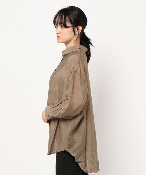 natural couture（ナチュラルクチュール）の「シアービッグシャツ（シャツ/ブラウス・レディース・アイボリー/モカ/ライトベージュ/ミント・FREE）」の5枚目の写真