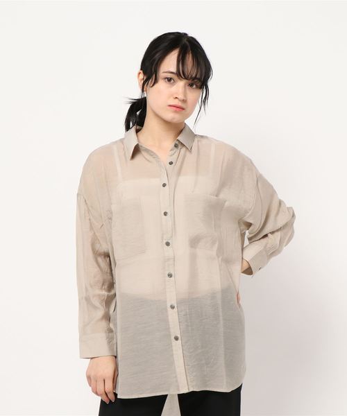 natural couture（ナチュラルクチュール）の「シアービッグシャツ（シャツ/ブラウス・レディース・アイボリー/モカ/ライトベージュ/ミント・FREE）」の20枚目の写真