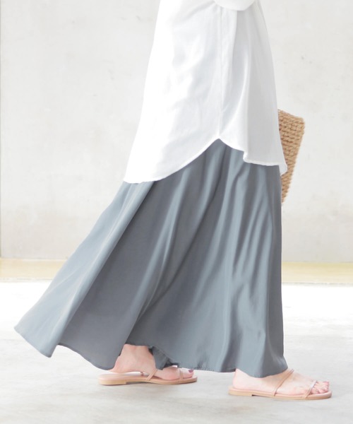 reca（レカ）の「サテンフレアスカート（スカート・レディース・ブラック/アイボリー/モカ/ブルー系その他/グリーン系その他/サンドベージュ/ミント・FREE）」の16枚目の写真