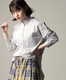 タイプライター ウォッシャブルバンドカラービッグシャツ