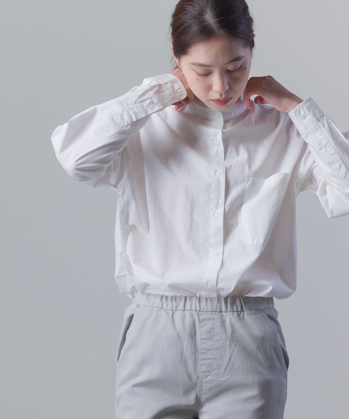 OMNES（オムネス）の「タイプライター ウォッシャブルバンドカラービッグシャツ（シャツ/ブラウス・レディース・ホワイト/ブラック/ライトグレー/オレンジ/その他/ベージュ・FREE）」の16枚目の写真