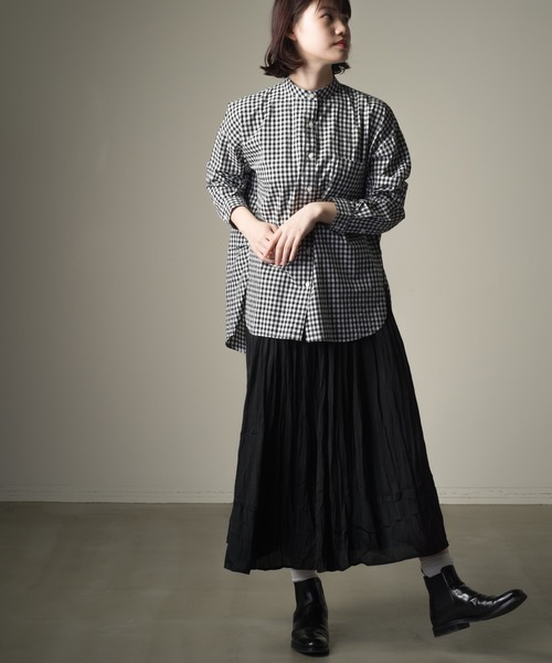 OMNES（オムネス）の「タイプライター ウォッシャブルバンドカラービッグシャツ（シャツ/ブラウス・レディース・ホワイト/ブラック/ライトグレー/オレンジ/その他/ベージュ・FREE）」の9枚目の写真