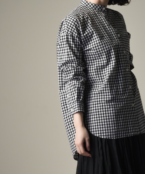 OMNES（オムネス）の「タイプライター ウォッシャブルバンドカラービッグシャツ（シャツ/ブラウス・レディース・ホワイト/ブラック/ライトグレー/オレンジ/その他/ベージュ・FREE）」の10枚目の写真