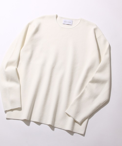 ADAM ET ROPE'（アダムエロペ）の「〈ウォッシャブル・吸水速乾性〉ミラノリブクルーネックニット（ニット/セーター・メンズ・ホワイト/ベージュ/グレー・S/M/L）」の2枚目の写真