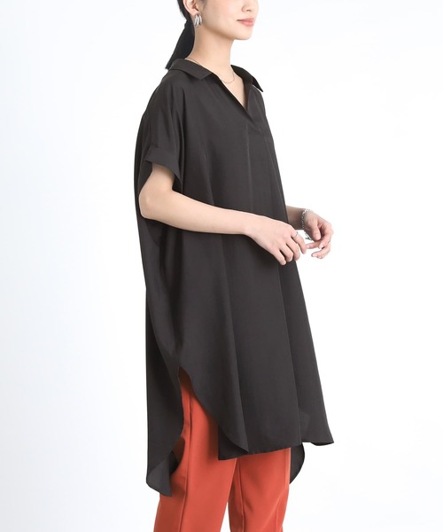 n'OrLABEL(ノアールレーベル)の「『スキッパー襟チュニックワンピース』(シャツワンピース・レディース・オフホワイト/カーキ/ブラック/ラベンダー・FREE)」の21枚目の写真