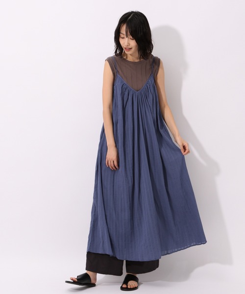 LAKOLE(ラコレ)の「シアーストライプキャミワンピース / LAKOLE(ワンピース・レディース・ライトブルー/ブラック/ライトブラウン・SMALL/MEDIUM)」の3枚目の写真