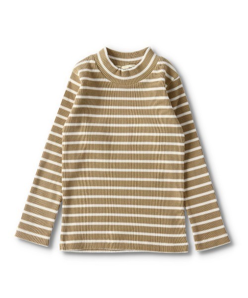 BRANSHES(ブランシェス)の「テレコハイネック長袖Tシャツ(Tシャツ/カットソー・キッズ・ブラウン/オフホワイト/その他/ブラック/ベージュ・140cm/150cm/80cm/90cm/110cm/100cm/120cm/130cm)」の1枚目の写真