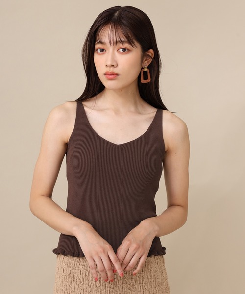 one after another NICE CLAUP（ワンアフターアナザーナイスクラップ）の「ニットタンク（ニット/セーター・レディース・ベージュ/ブラウン/ピンク/アイボリー・FREE）」の2枚目の写真