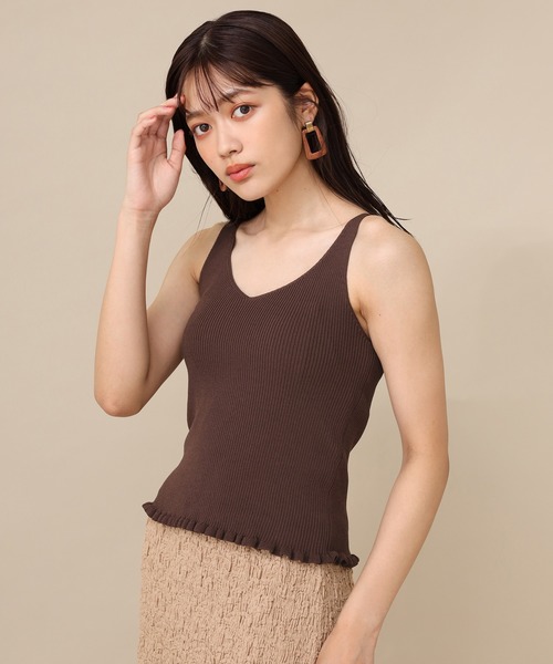 one after another NICE CLAUP（ワンアフターアナザーナイスクラップ）の「ニットタンク（ニット/セーター・レディース・ベージュ/ブラウン/ピンク/アイボリー・FREE）」の13枚目の写真