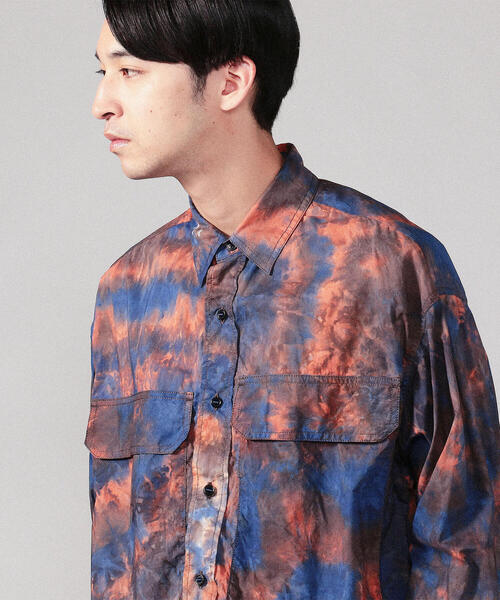 TOMORROWLAND / テクニカルハンドダイミリタリーシャツ長袖シャツ/S/コットン/マルチカラー/総// TOMORROWLAND （トゥモローランド）の「コットン テクニカルハンドダイ