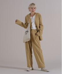 ANGIE | コットンリネンノーカラージャケット/日本製(ノーカラージャケット)