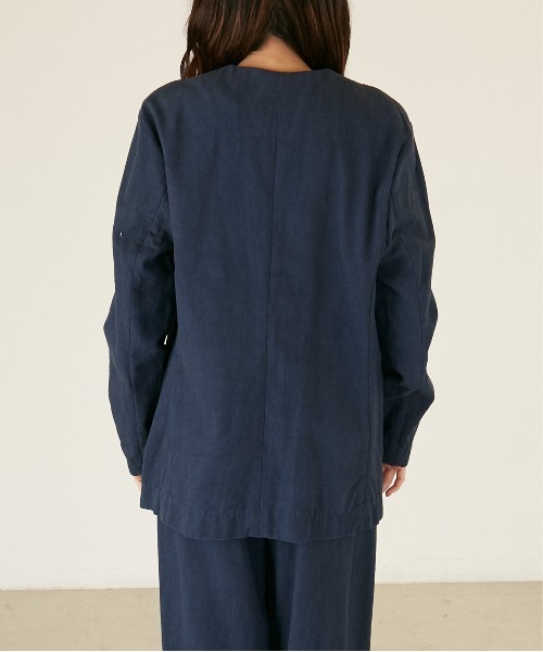 ANGIE（アンジー）の「コットンリネンノーカラージャケット/日本製（ノーカラージャケット・レディース・ネイビー/マスタード/ナチュラル・FREE）」の19枚目の写真