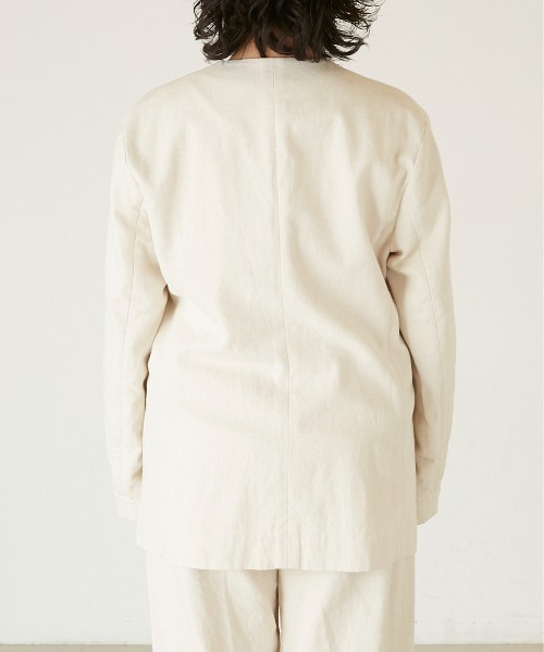 ANGIE（アンジー）の「コットンリネンノーカラージャケット/日本製（ノーカラージャケット・レディース・ネイビー/マスタード/ナチュラル・FREE）」の10枚目の写真