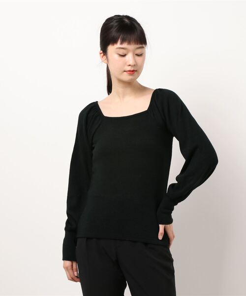 KOBE LETTUCE(コウベレタス)の「スクエアネックボリューム袖トップス(Tシャツ/カットソー・レディース・ブラック/ライトベージュ/モカ/ブルー・FREE)」の2枚目の写真