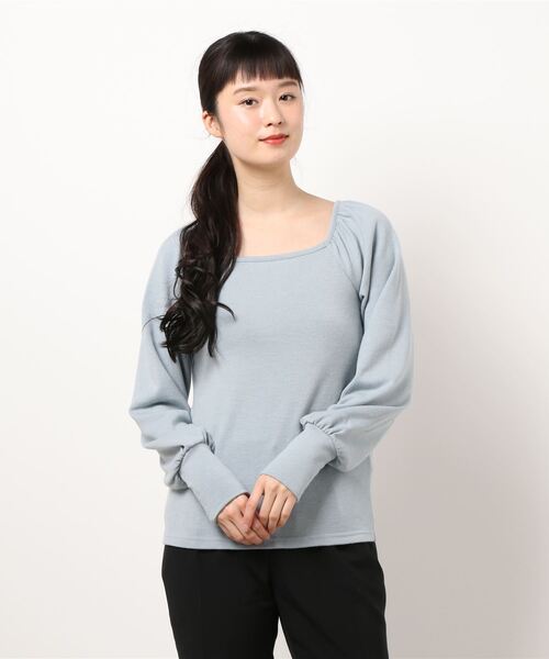 KOBE LETTUCE(コウベレタス)の「スクエアネックボリューム袖トップス(Tシャツ/カットソー・レディース・ブラック/ライトベージュ/モカ/ブルー・FREE)」の13枚目の写真