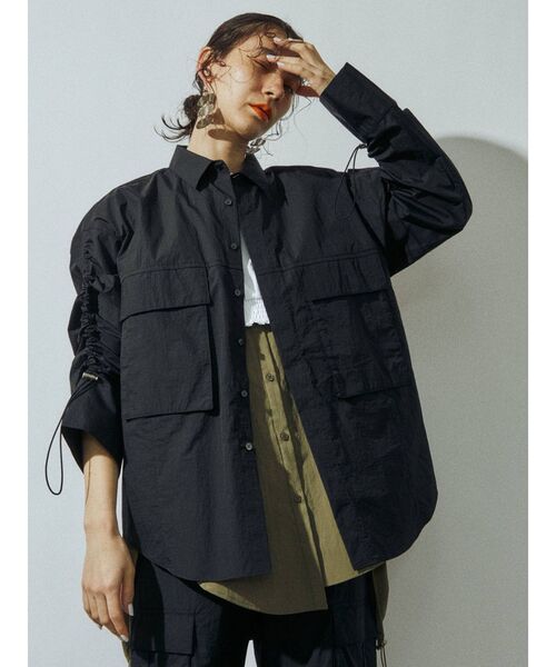 UN3D.（アンスリード）の「シアーカーゴシャツ（シャツ/ブラウス・レディース・ホワイト/ブラック/ベージュ・FREE）」の3枚目の写真