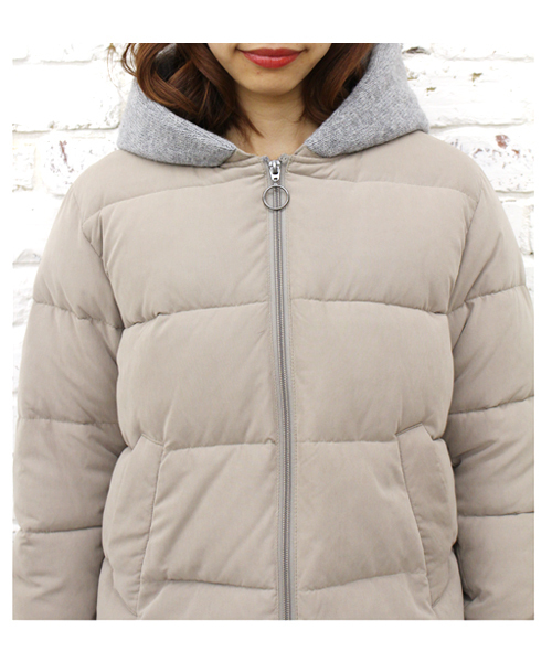 Kastane(カスタネ)の「【Kastane】ニットフード付きダウン(ダウンジャケット/コート・レディース・ブラック/グレー/キャメル・FREE)」の7枚目の写真