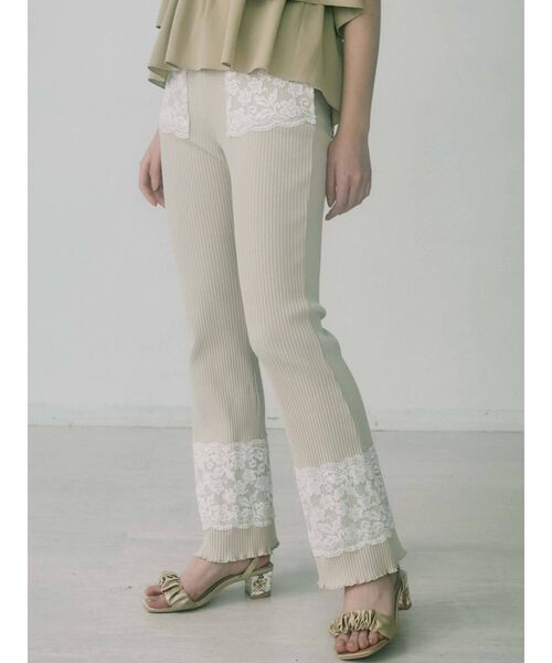 merry jenny（メリージェニー）の「リブレースフレアカットパンツ（その他パンツ・レディース・アイボリー/ピンク/グリーン・FREE）」の2枚目の写真