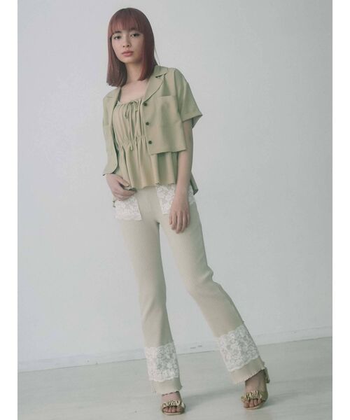 merry jenny（メリージェニー）の「リブレースフレアカットパンツ（その他パンツ・レディース・アイボリー/ピンク/グリーン・FREE）」の4枚目の写真