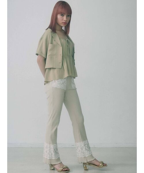 merry jenny（メリージェニー）の「リブレースフレアカットパンツ（その他パンツ・レディース・アイボリー/ピンク/グリーン・FREE）」の6枚目の写真