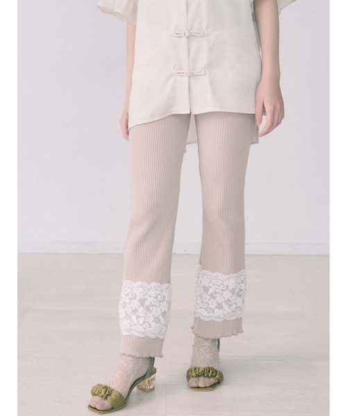 merry jenny（メリージェニー）の「リブレースフレアカットパンツ（その他パンツ・レディース・アイボリー/ピンク/グリーン・FREE）」の3枚目の写真