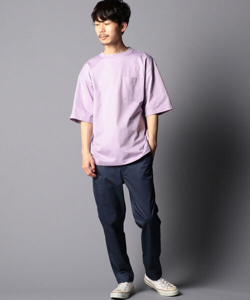 NOLLEY'S goodman（ノーリーズグッドマン）の「ハイゲージ ビッグシルエット オーバーサイズ Tシャツ（Tシャツ/カットソー・メンズ・ホワイト/ライトグレー/ベージュ/パープル/ネイビー/イエロー・S/M/L/XL）」の15枚目の写真